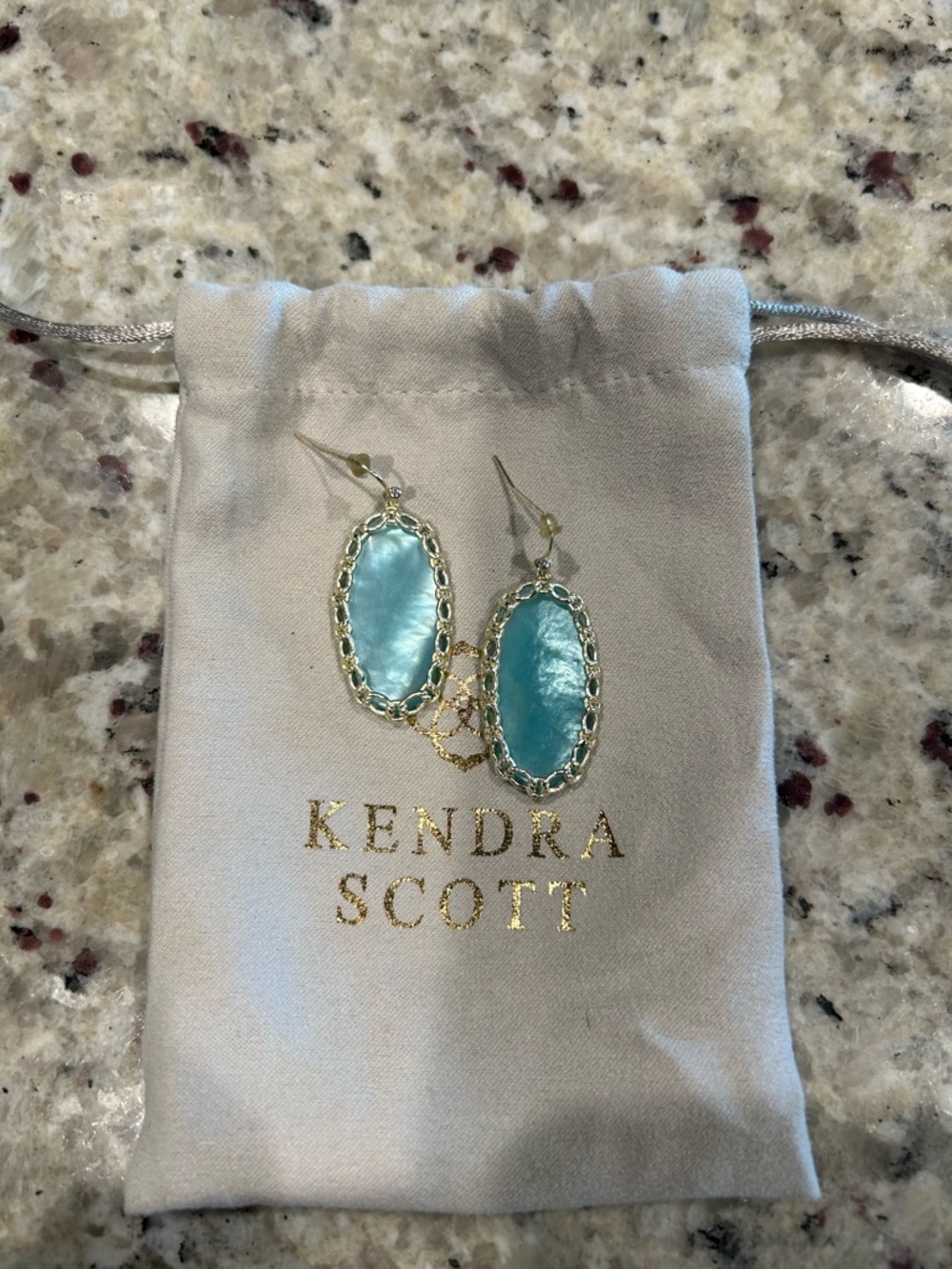 Kendra Scott Gold Aqua Teardrop Chain-Edge Earrings